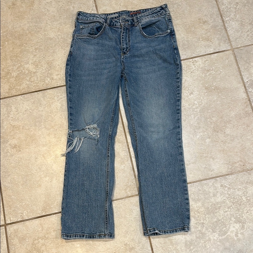 Anthropologie Pilcro Boyfriend Crop Jeans 31 Ankle Ripped Destroyed
